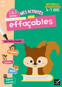 Mes activités effaçables, maternelle moyenne section, 4-5 ans : M5, MS