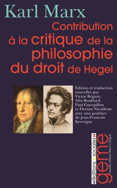 Contribution à la critique de la philosophie du droit de Hegel