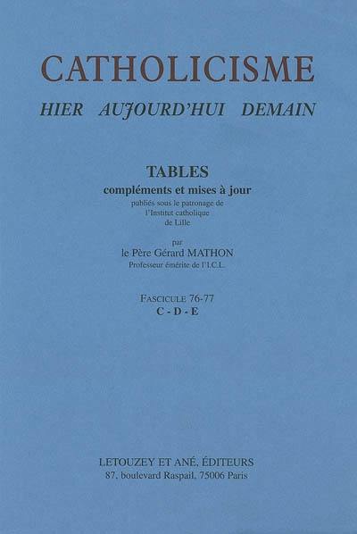 Catholicisme : hier, aujourd'hui, demain. Vol. 16-2. Tables, compléments et mises à jour : fascicule 76-77, C-D-E