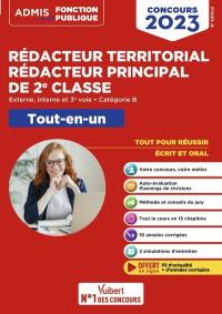 Rédacteur territorial, rédacteur principal de 2e classe : externe, interne, 3e voie, catégorie B : tout-en-un, concours 2023