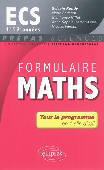 Formulaire maths ECS 1re et 2e années