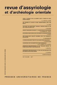 Revue d'assyriologie et d'archéologie orientale, n° 111