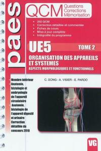 UE5 organisation des appareils et systèmes : aspects morphologiques et fonctionnels : QCM questions corrections mémorisation. Vol. 2