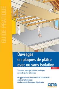 Ouvrages en plaques de plâtre avec ou sans isolation : plafonds, habillages, cloisons, doublages, parois de gaines techniques : en application des normes NF DTU 25.41, 25.42 des avis techniques et des documents techniques d'application formulés par les groupes spécialisés n° 9 (produits et systèmes à base de plâtre) et n° 20 (produits et techniques d'isolation thermique)