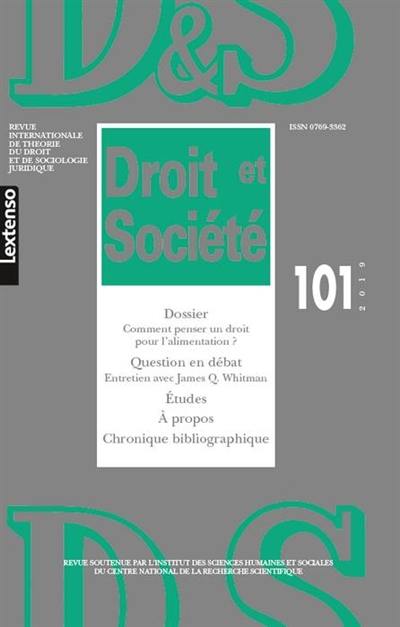 Droit et société, n° 101. Comment penser un droit pour l'alimentation ?