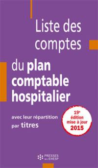 Liste des comptes du plan comptable hospitalier : avec leur répartition par titres