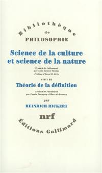 Science de la culture et science de la nature. Théorie de la définition