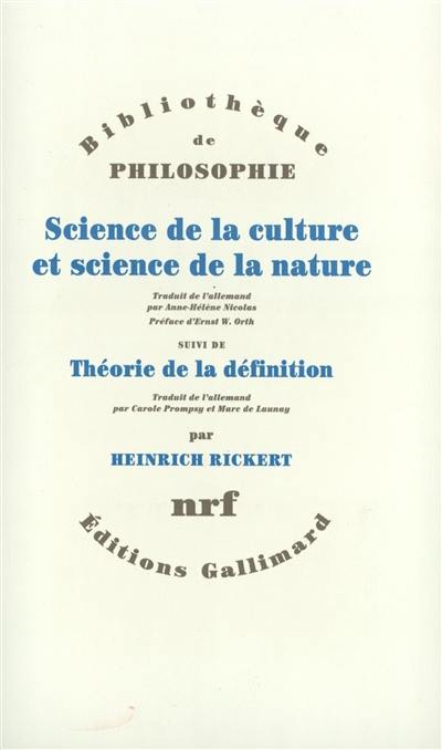 Science de la culture et science de la nature. Théorie de la définition