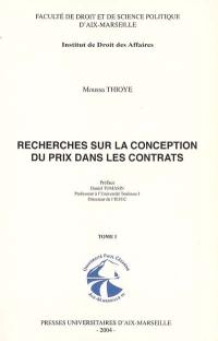 Recherches sur la conception du prix dans les contrats