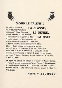 Agone, n° 65. Sous le talent : la classe, le genre, la race