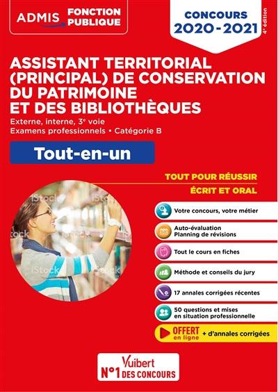 Assistant territorial (principal) de conservation du patrimoine et des bibliothèques : externe, interne, 3e voie, examens professionnels, catégorie B : tout-en-un, concours 2020-2021