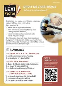 Droit de l'arbitrage : interne et international