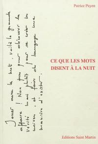 Ce que les mots disent à la nuit