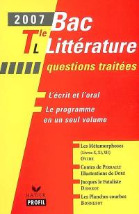 Bac littérature 2007, questions traitées