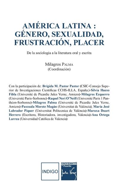 América latina : género, sexualidad, frustracion, placer : de la sociologia a la literatura oral y escrita