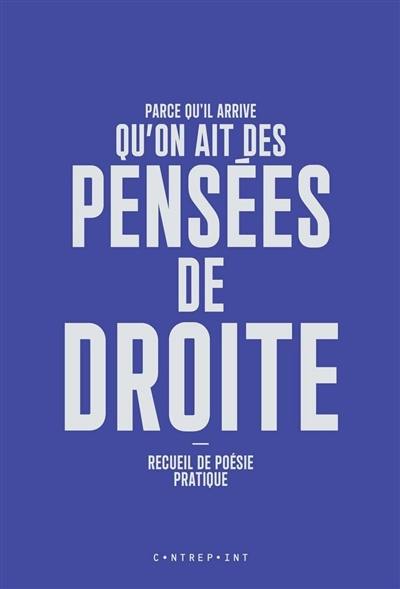 Parce qu'il arrive qu'on ait des pensées de droite : recueil de poésie pratique