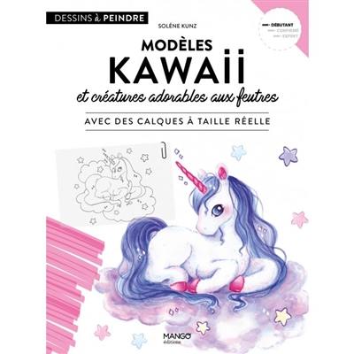 Modèles kawaii et créatures adorables aux feutres : avec des calques à taille réelle