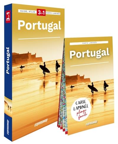 Portugal : 3 en 1 : guide, atlas, carte laminée