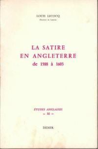 La satire en Angleterre de 1588 à 1603