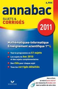 Mathématiques informatique 1re L, enseignement scientifique 1re L