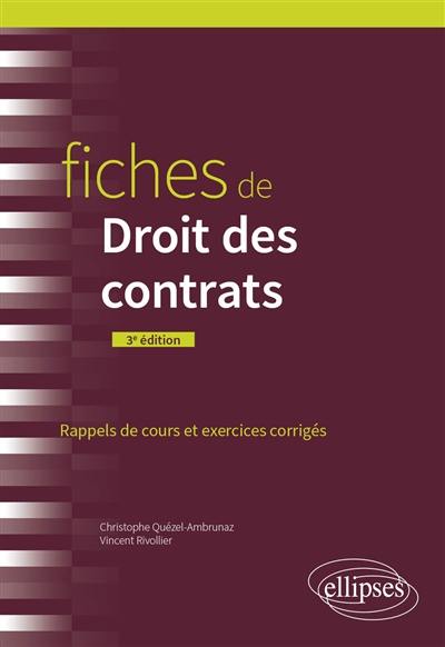 Fiches de droit des contrats : rappels de cours et exercices corrigés