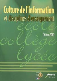 Culture de l'information et disciplines d'enseignement