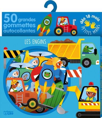 Les engins : 50 grandes gommettes autocollantes