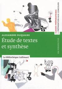 Etude de textes et synthèse