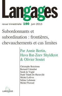 Langages, n° 190. Surbordonnants et subordination : frontières, chevauchements et cas limites