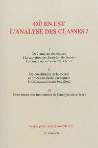 Où en est l'analyse des classes ?