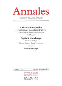 Annales, n° 4 (2023). Histoire contemporaine et méthodes interdisciplinaires