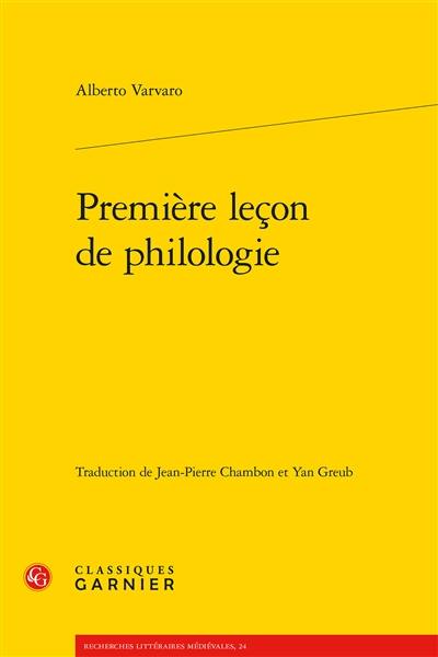 Première leçon de philologie. Prima lezione du filologia