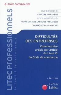 Difficultés des entreprises : commentaire article par article du livre VI du Code de commerce