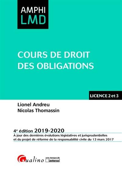 Cours de droit des obligations : licence 2 et 3 : 2019-2020