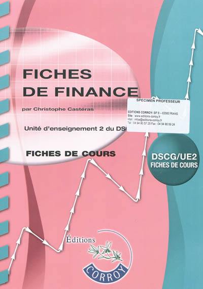 Fiches de finance : unité d'enseignement 2 du DSCG : fiches de cours