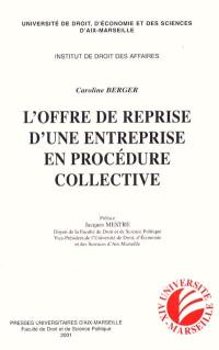 L'offre de reprise d'une entreprise en procédure collective