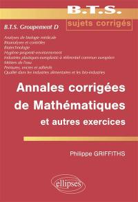 Annales corrigées de mathématiques et autres exercices, BTS groupement D