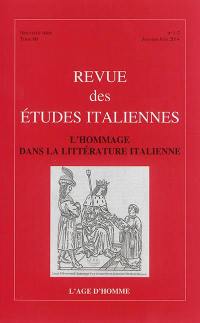 Revue des études italiennes, n° 60. L'hommage dans la littérature italienne