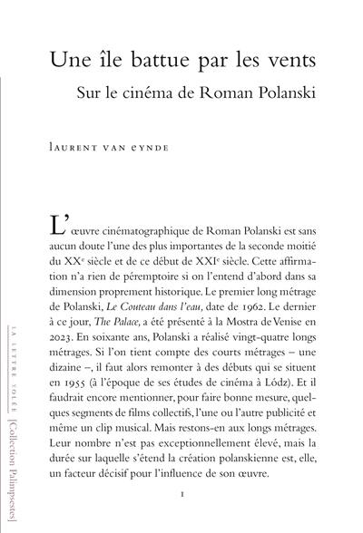 Une île battue par les vents : sur le cinéma de Roman Polanski