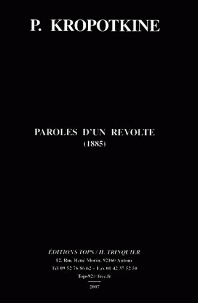 Paroles d'un révolté : 1885