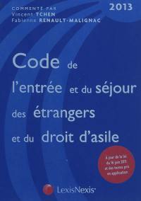 Code de l'entrée et du séjour des étrangers et du droit d'asile : 2013