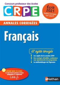 Français : CRPE, annales corrigées : écrit 2020