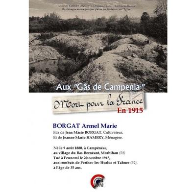 Aux gâs de Campenia. Vol. 35. Borgat Armel Marie : né le 9 août 1880 à Campénéac, tué à l'ennemi le 20 octobre 1915