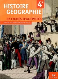 Histoire-géographie 4e : 32 fiches d'activités avec une initiation progressive au brevet