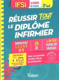 IFSI, la compil de fiches : réussir tout le diplôme infirmier : semestres 1, 2, 3, 4, 5 et 6, 26 UE, + de 500 fiches de révision