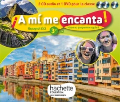 A mi me encanta ! cycle 4, 3e : espagnol LV2 A2 : coffret CD-DVD classe