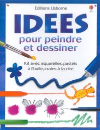 Idées pour peindre et dessiner : kit avec aquarelles, pastels à l'huile, craies à la cire