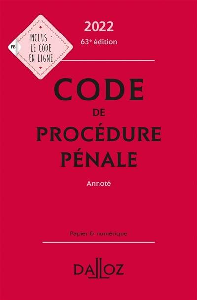 Code de procédure pénale 2022 annoté