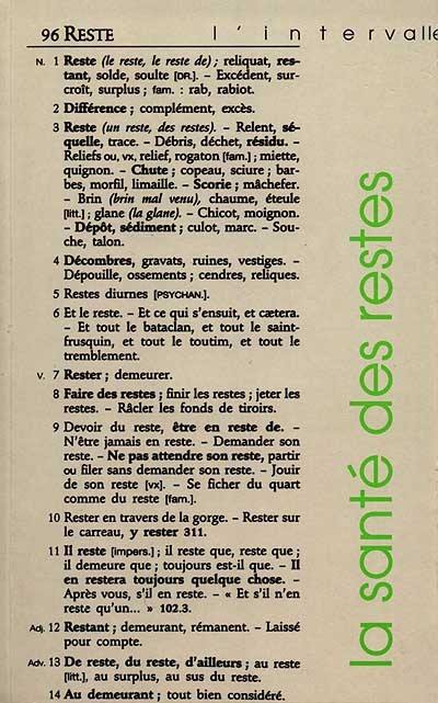 La santé des restes : exposition, Martigues, musée Ziem, 1er décembre 2000-18 février 2001