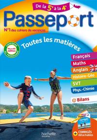 Passeport de la 5e à la 4e : toutes les matières : conforme au programme